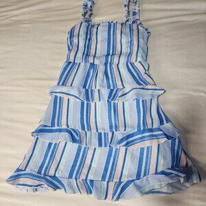 Speechless Blue & White Striped Ruffle Dress size 14